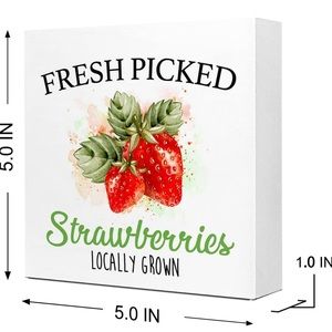 Desktop sign – fresh picked strawberries – new
